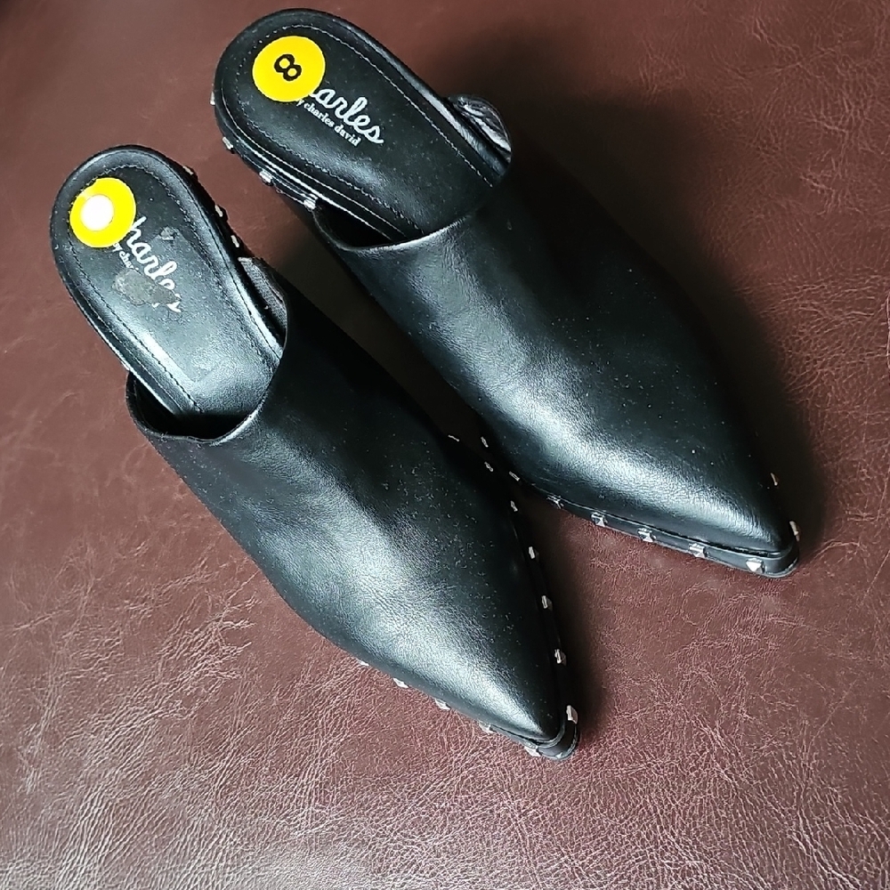 Charlies Black Mules Elegant Design